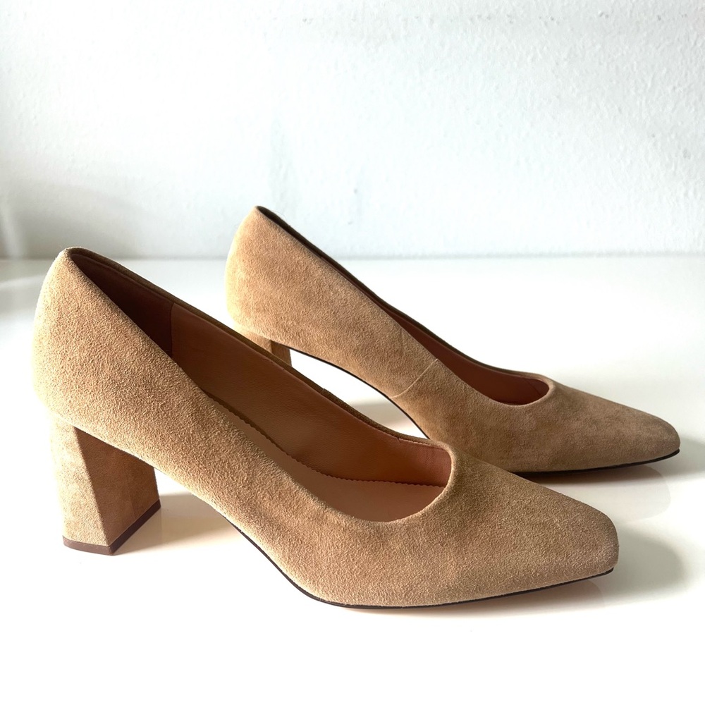NWOT J Crew tan suede pumps